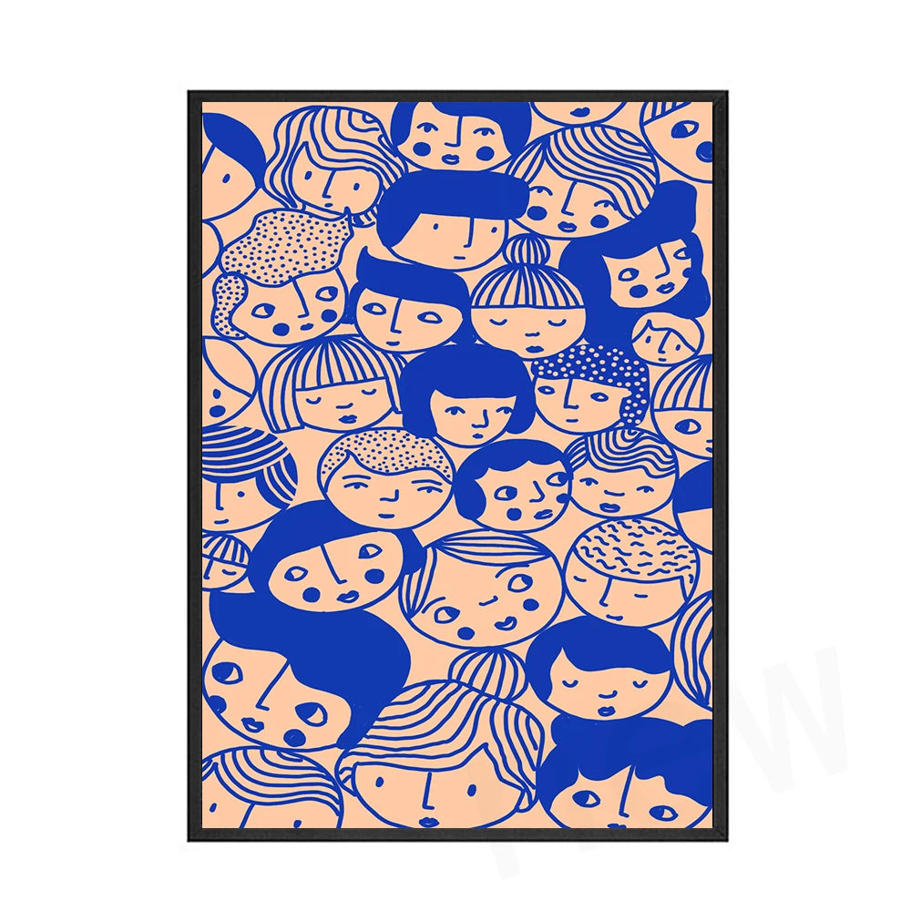 Affiches de tête colorées pour salon, toile murale, ligne d'art abstrait, dessin de visage, gérer la peinture de chambre à coucher, décoration de la maison Pigmentacy