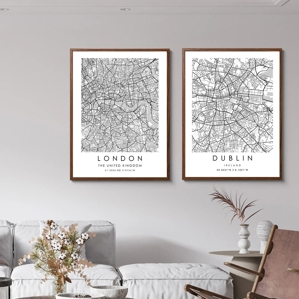 Affiche Carte Bruxelles Noir & Blanc | 3 formats élégants – Style minimaliste, déco murale chic - Pigmentacy