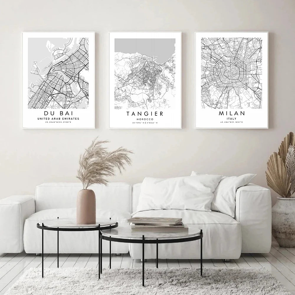 Affiche Carte Bruxelles Noir & Blanc | 3 formats élégants – Style minimaliste, déco murale chic - Pigmentacy