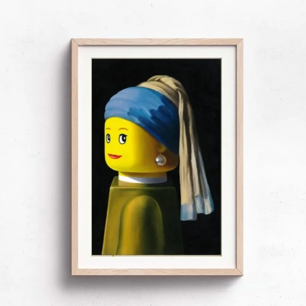 Affiche et impressions abstraites drôles de Mona Lisa Legos, peinture de dessin animé célèbre, art mural sur toile pour salon, chambre d'enfant, décoration de la maison Pigmentacy