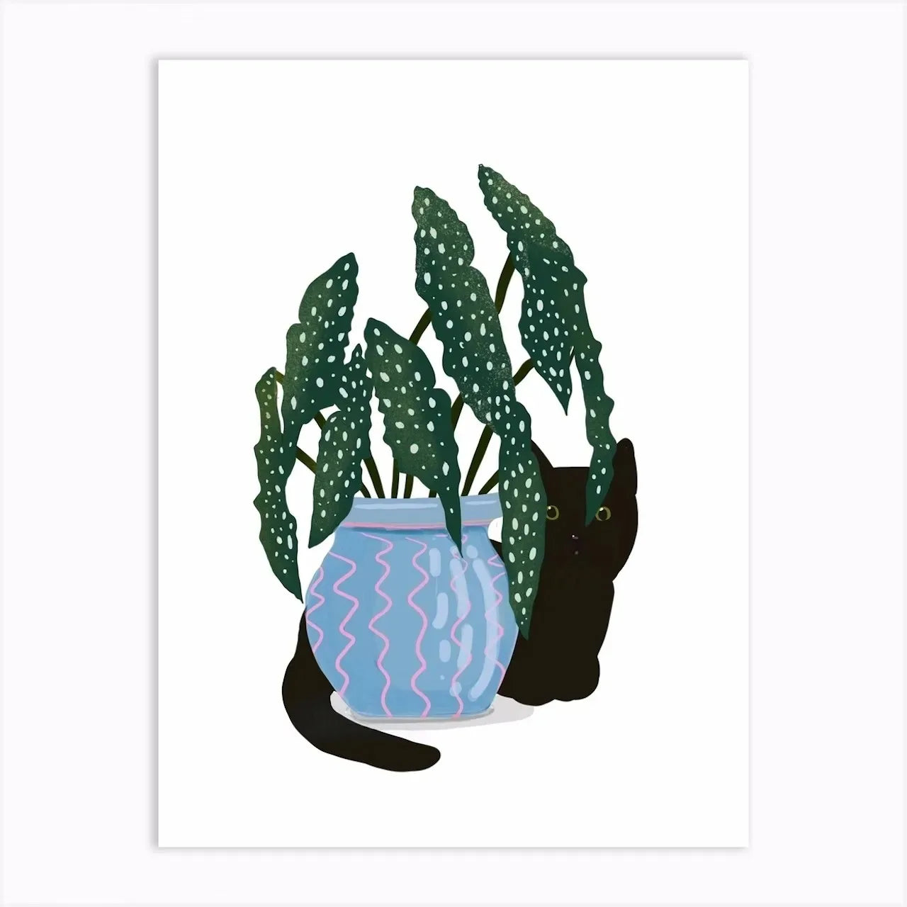Boho Art Black Cat Tropical Plant Poster, Canvas Painting, Cute Animal Nordic Wall Picture for Modern Living Room, Home Decor Pigmentacy