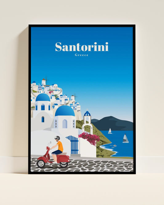 Affiche murale | Archipel de Santorin évasion grec paradisiaque 3 formats | Pigmentacy