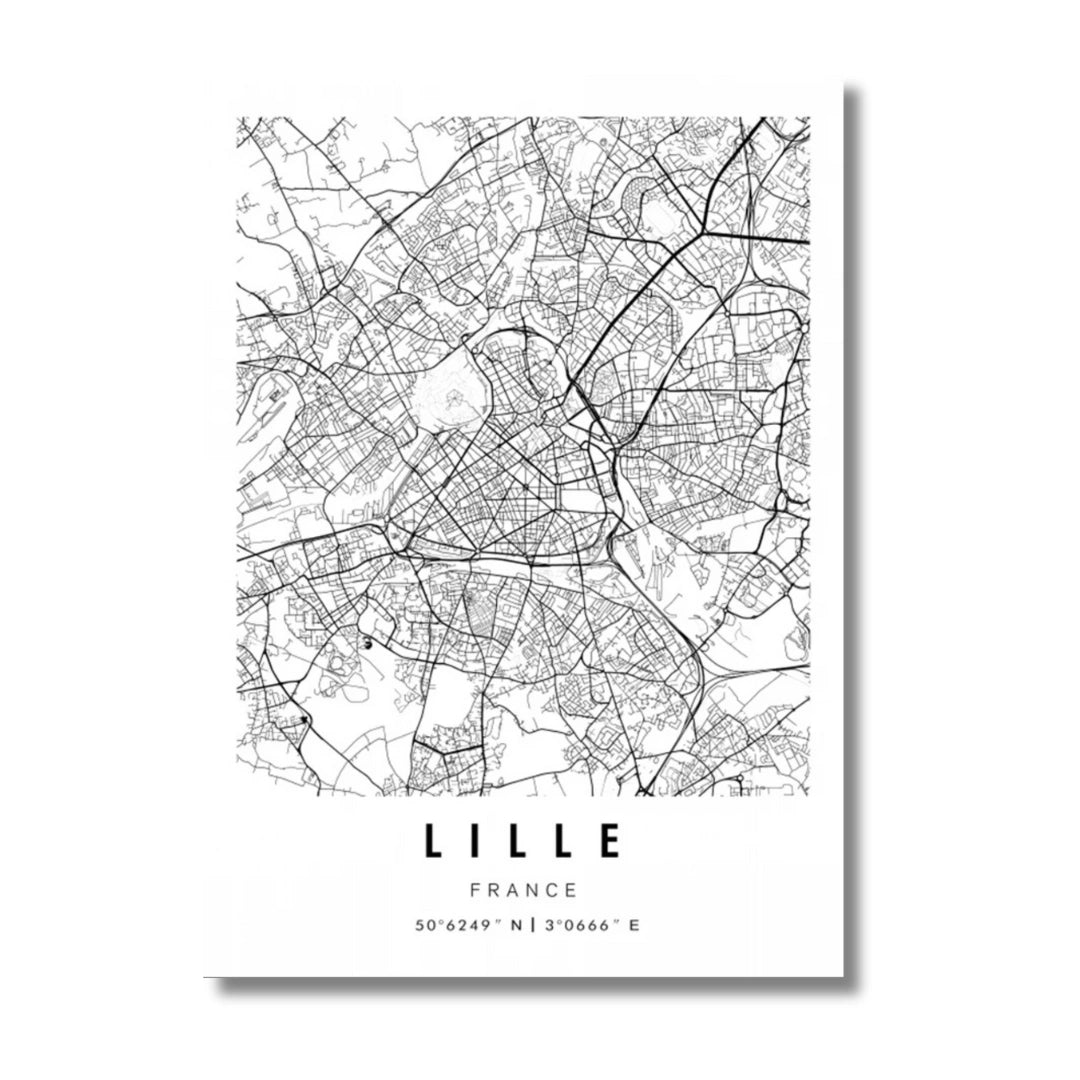 Affiche Lille | Carte Noir et Blanc Nordiste | Pigmentacy