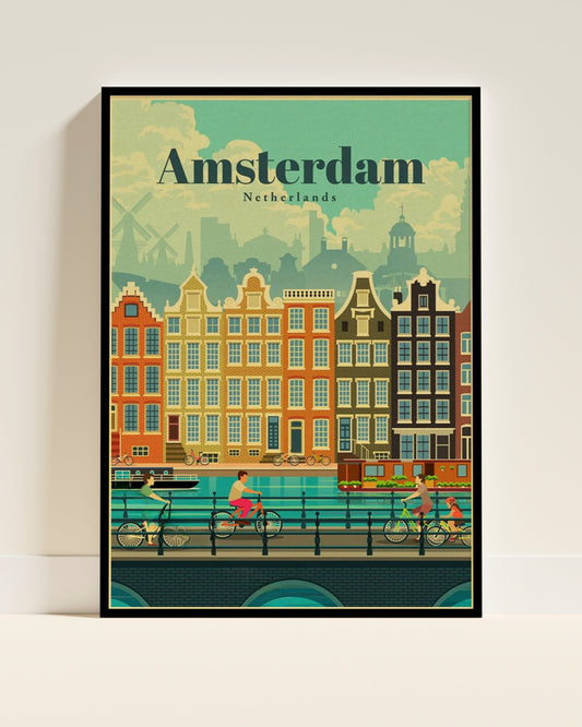 Affiche murale | Amsterdam carte vintage charme hollandais 2 formats | Pigmentacy