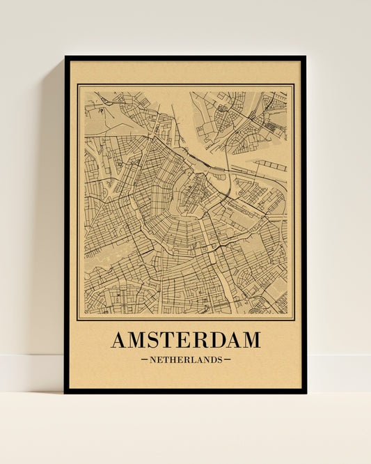 Affiche murale | Amsterdam carte vintage tradition hollandaise 2 formats | Pigmentacy