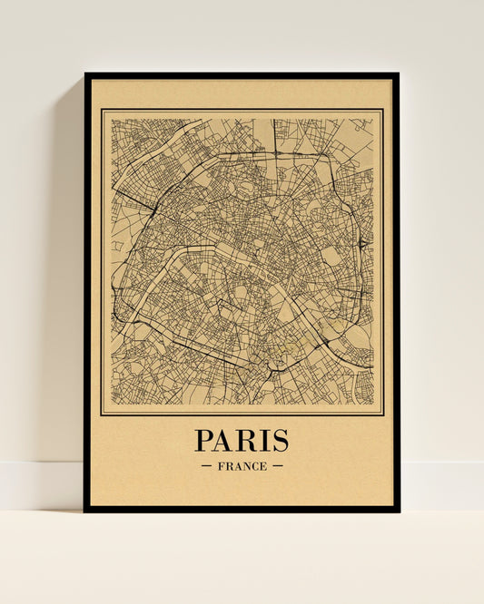 Affiche murale | Paris carte vintage romance éternelle 2 formats | Pigmentacy