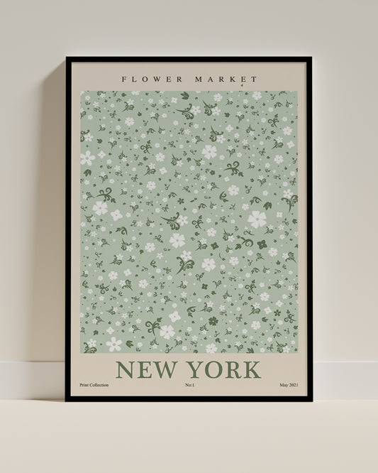 Affiche murale | New York flower market évasion florale colorée 3 formats | Pigmentacy