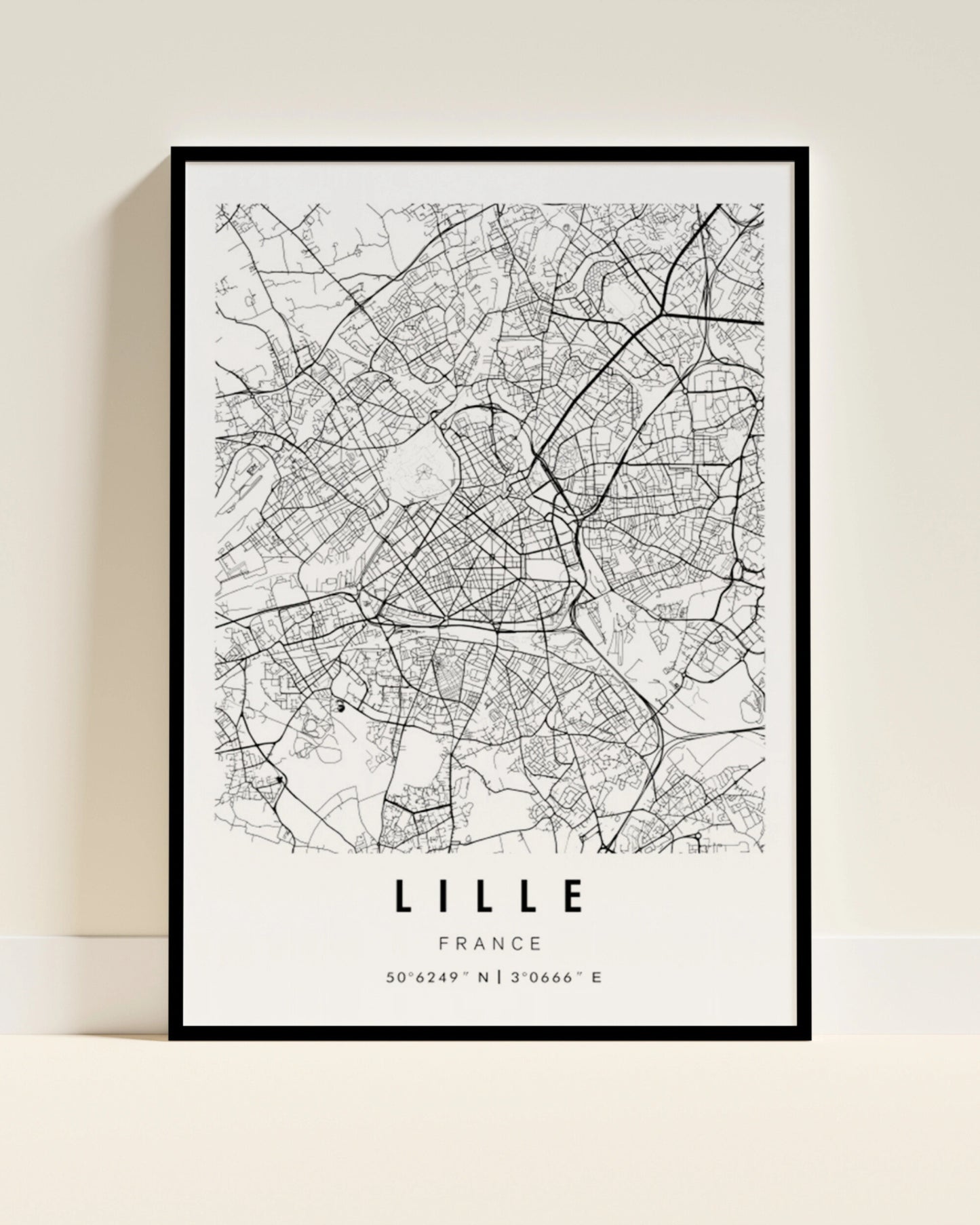 Affiche Lille | Carte Noir et Blanc Nordiste | Pigmentacy