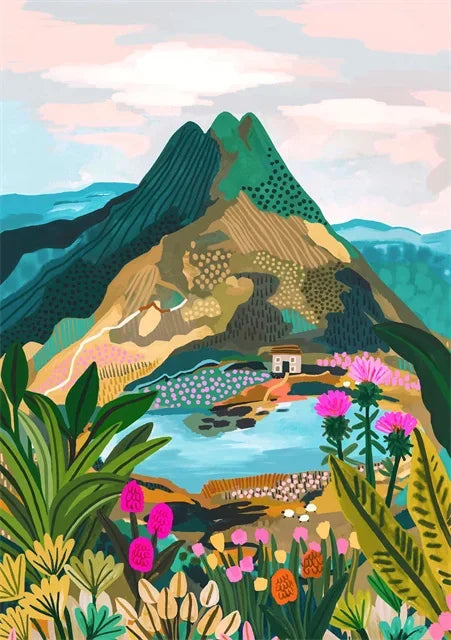 Affiche d’art moderne VOLCANIA pour décoration de salon chez Pigmentacy – Impression haute qualité sur papier premium, idéale pour un intérieur design et tendance.