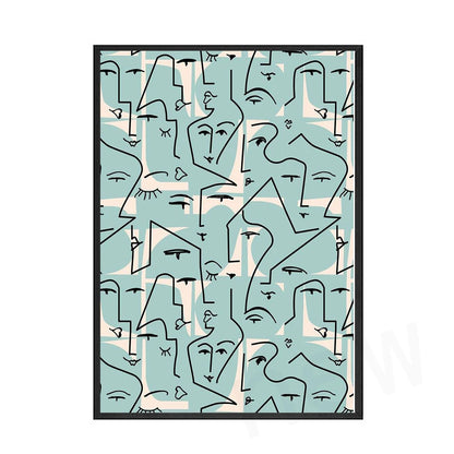 Affiches de tête colorées pour salon, toile murale, ligne d'art abstrait, dessin de visage, gérer la peinture de chambre à coucher, décoration de la maison Pigmentacy