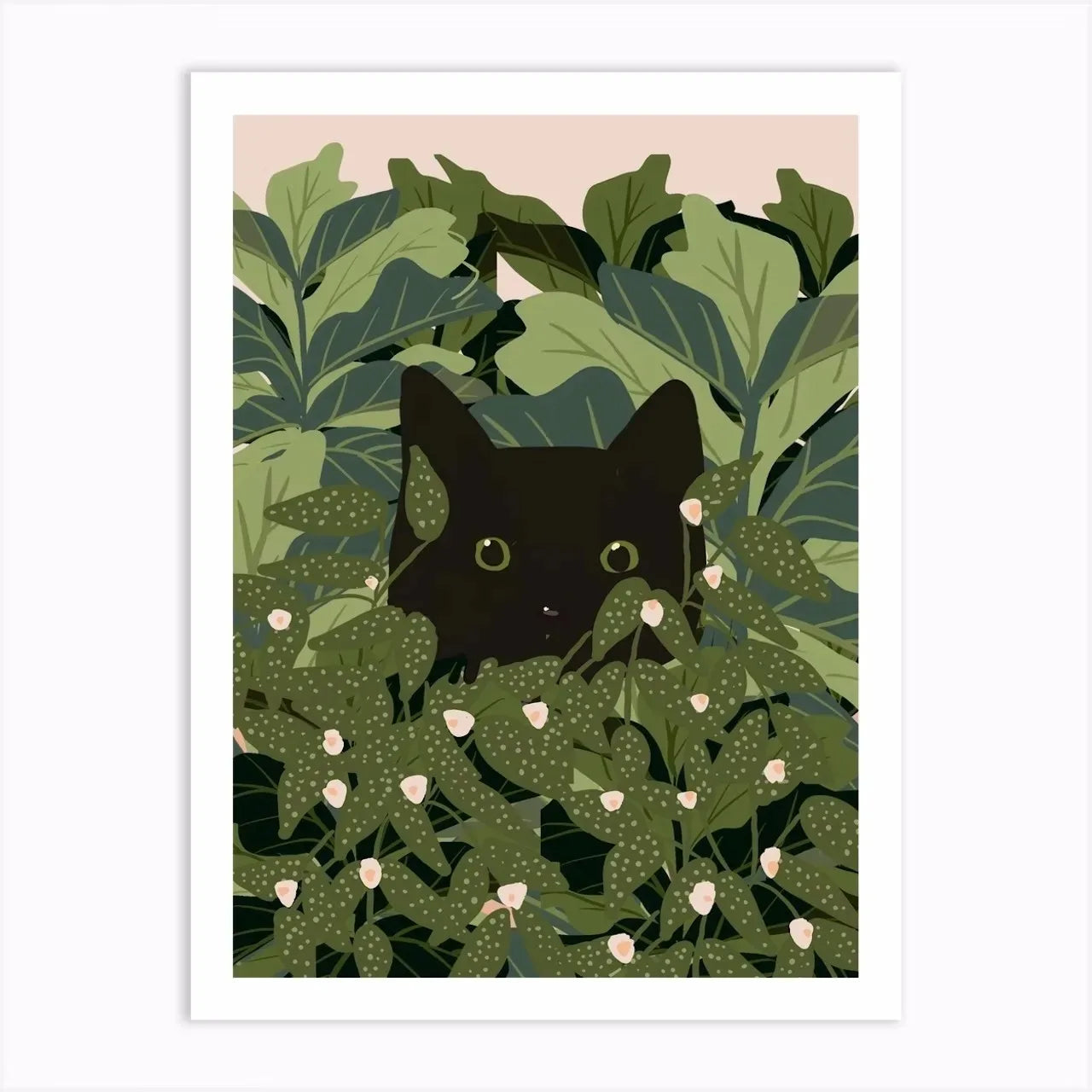 Boho Art Black Cat Tropical Plant Poster, Canvas Painting, Cute Animal Nordic Wall Picture for Modern Living Room, Home Decor Pigmentacy