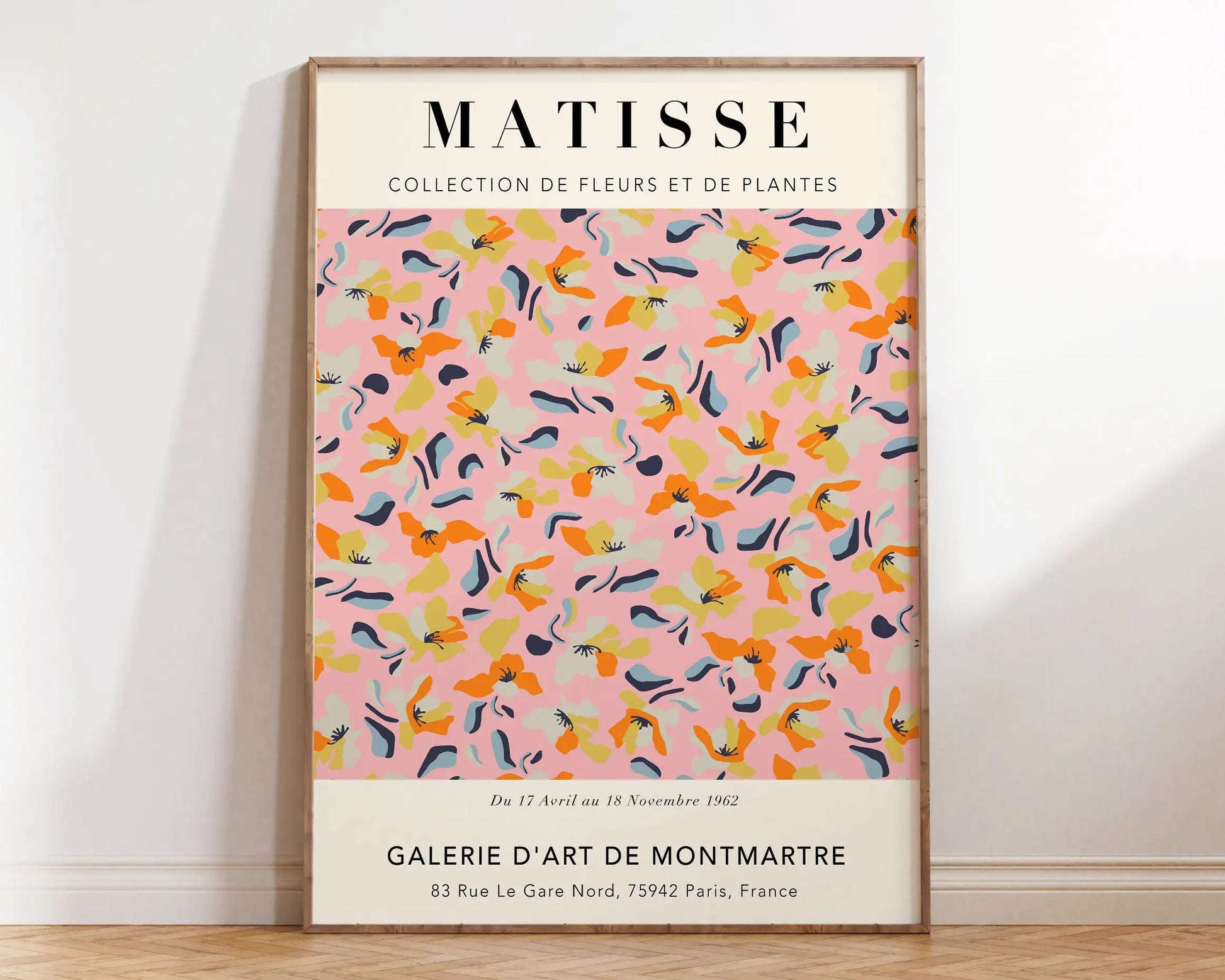 Affiche et College de fleurs abstraites, toile florale de Matisse, marché des fleurs, découpe botanique, exposition, coutumes Pigmentacy