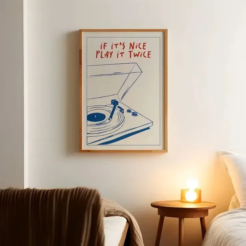 If It's Nice Play It Twice Record First Print Poster, Art mural sur le thème de la musique, Peinture sur toile, Rétro, Salon, Chambre à coucher, Décoration d'intérieur Pigmentacy