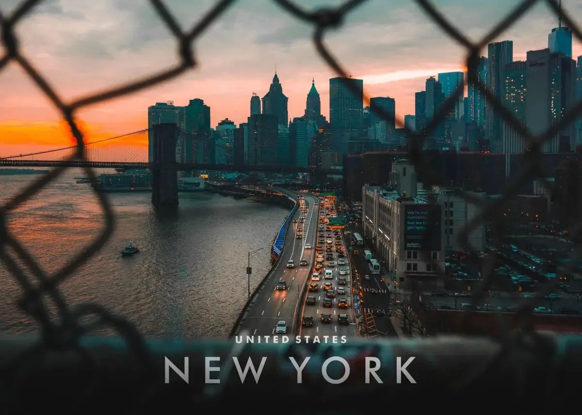 Affiche de New York en 3 formats, collection exclusive illustrant la baie de New York, parfaite pour une décoration murale moderne et urbaine – Pigmentacy
