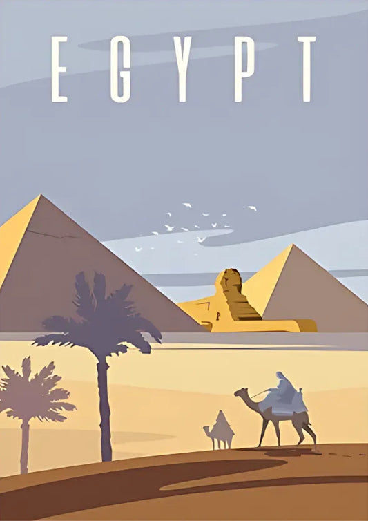Affiche rétro de l’Égypte, terre des pyramides, idéale pour une décoration murale sur le thème du voyage – Pigmentacy