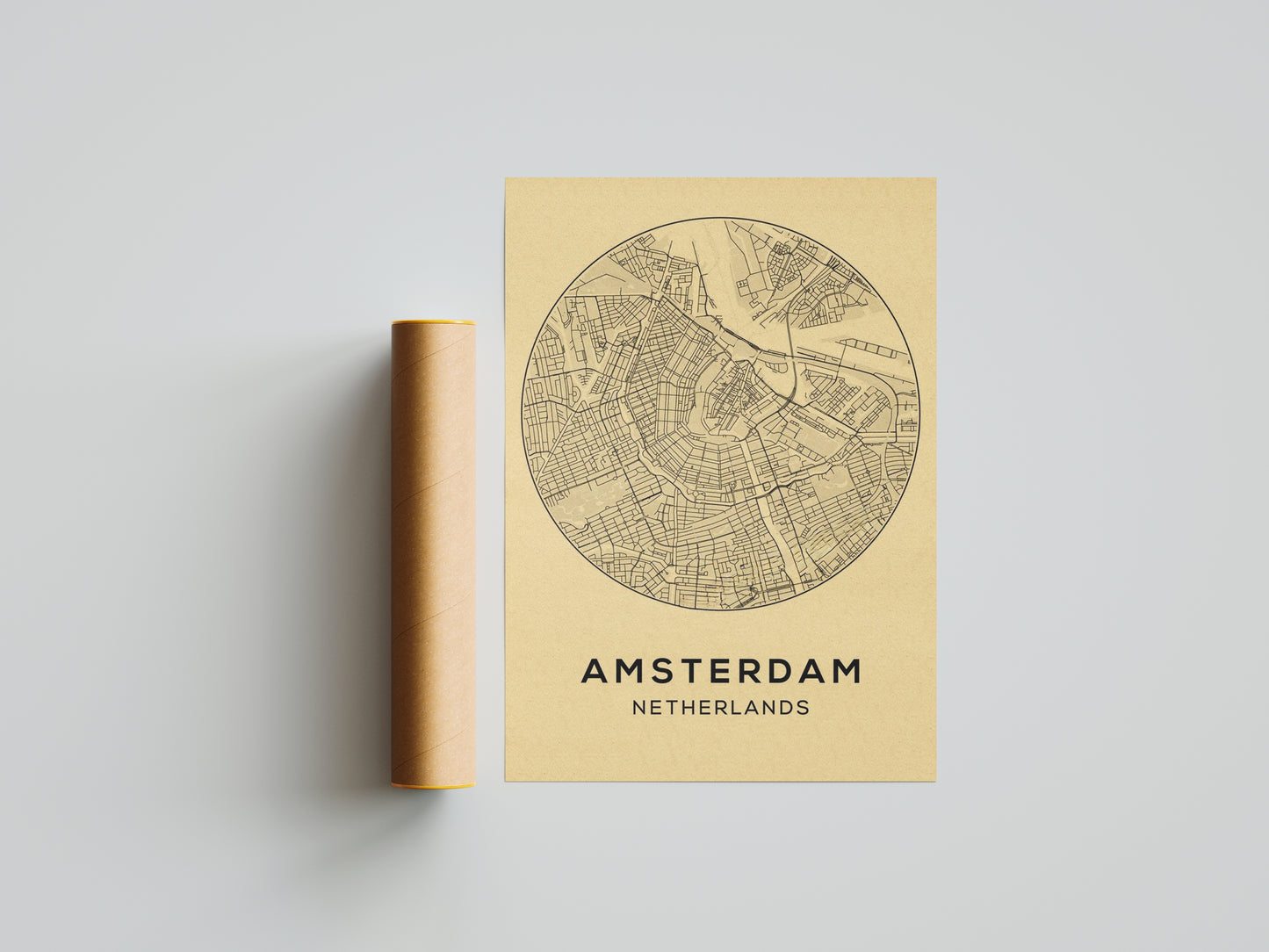 Affiche murale | Amsterdam carte vintage charme hollandais 2 formats | Pigmentacy