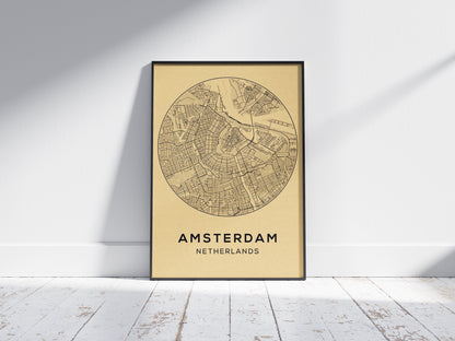 Affiche murale | Amsterdam carte vintage charme hollandais 2 formats | Pigmentacy