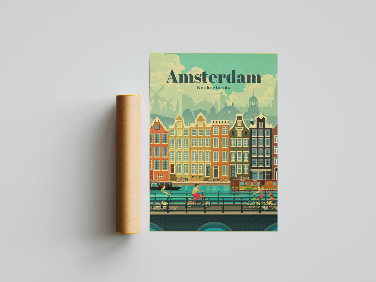 Affiche murale | Amsterdam carte vintage charme hollandais 2 formats | Pigmentacy