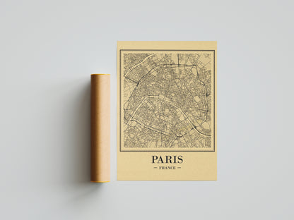 Affiche murale | Paris carte vintage romance éternelle 2 formats | Pigmentacy