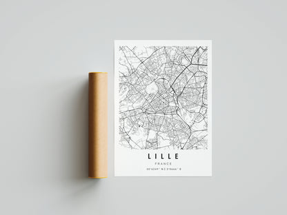 Affiche Lille | Carte Noir et Blanc Nordiste | Pigmentacy