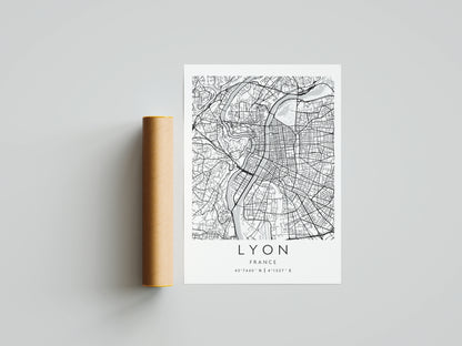 Affiche Lyon | Carte Rhodanienne | Pigmentacy