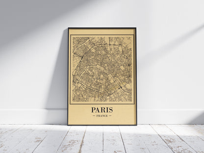 Affiche murale | Paris carte vintage romance éternelle 2 formats | Pigmentacy
